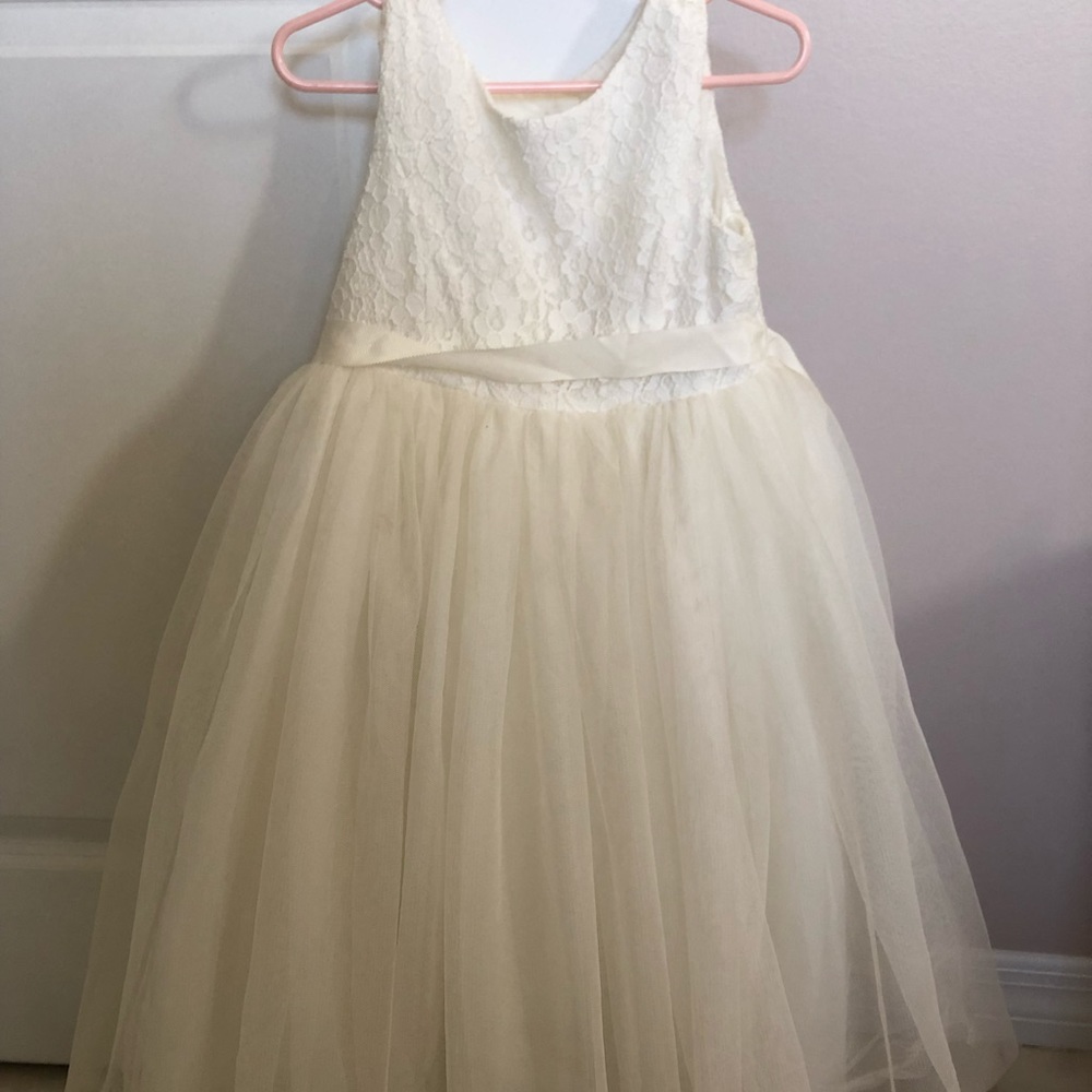 Davids bridal ivory flower girl dress